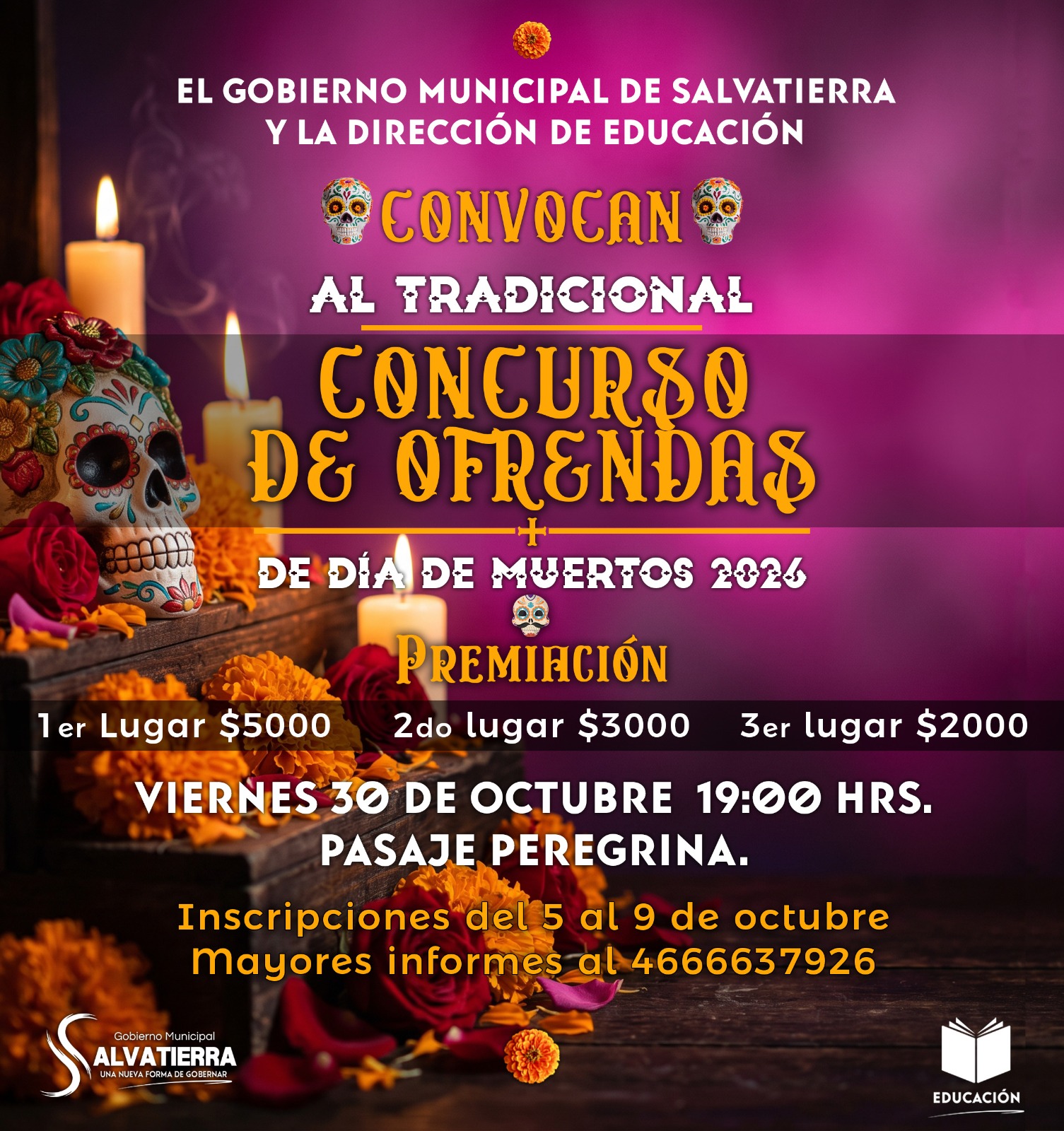 Salvatierra convoca al tradicional Concurso de Ofrendas de Día de Muertos 2026; habrá premios de hasta 5 mil pesos